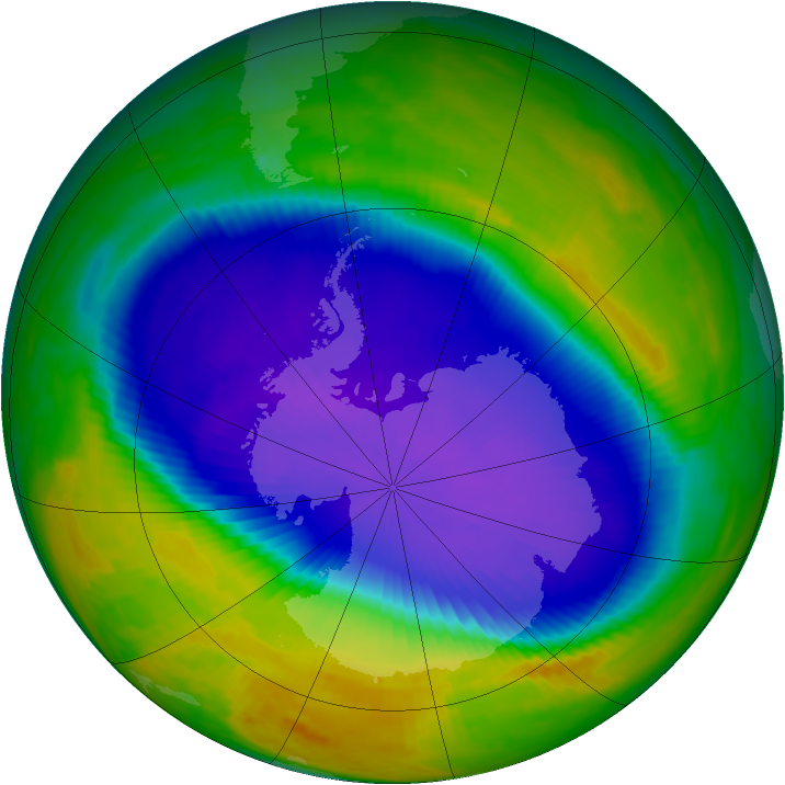 Antarctic ozone map for 18 October 1998